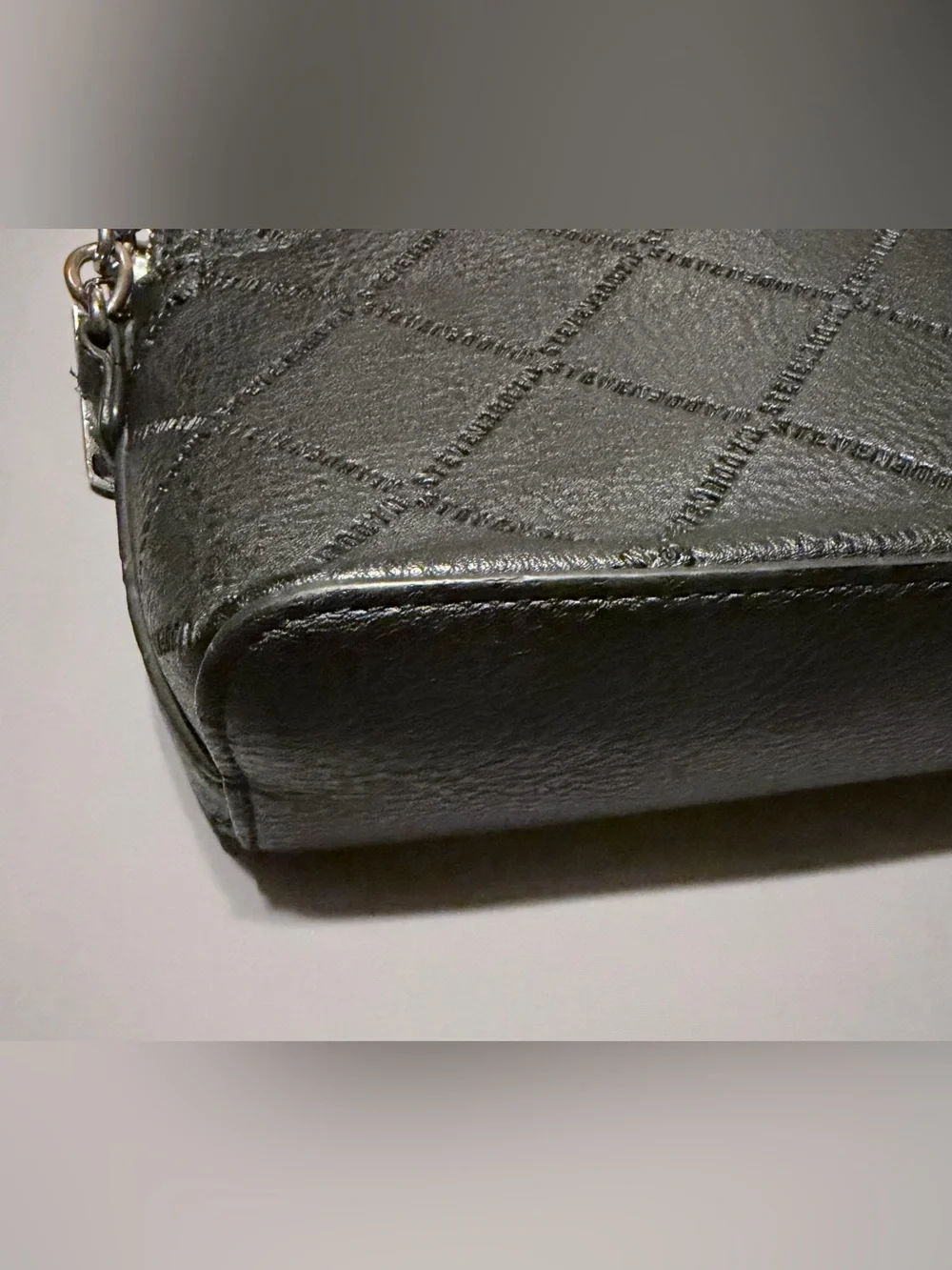 Steve Madden Quilted Crossbody Bag in Black with Chain Strap